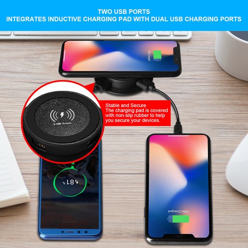 30W Wireless Charger Embedded Desktop Fast Wireless Charging Base Dual USB Port - Picture 3 of 15