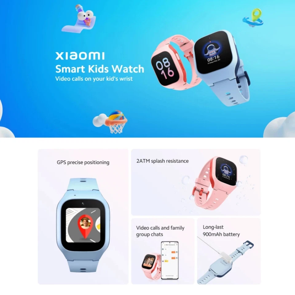 Xiaomi Smartwatch Kids Watch BLUE OR PINK GPS Bluetooth Video Call Android iOS - Image 2 of 4