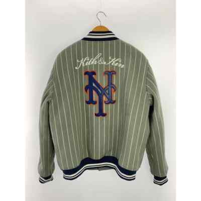 KITH MLB New York Wool Stripe Bomber Jacket Gray used Shoulder 47
