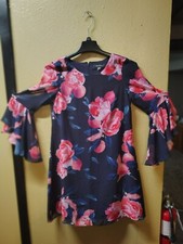 Nine West floral shear lined bell flare sleeve chiffon women's size 4