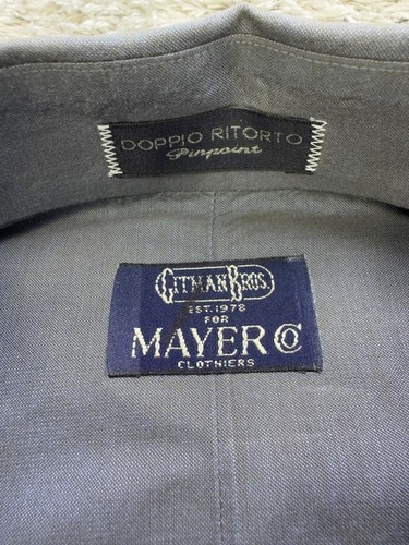 Vtg Gitman Bros Shirt Mens 16-35 Gray Doppio Ritorto Pinpoint Oxford Made In USA - Picture 3 of 11