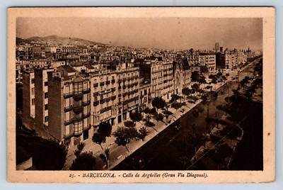 Vintage Postcard Barcelona Calle de Arguelles Gran Via Diagonal