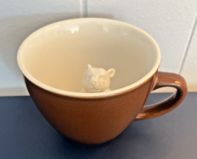 Creature Cups Novelty 3D Bear Inside Brown White Coffee Tea Mug Cup 11 Oz.