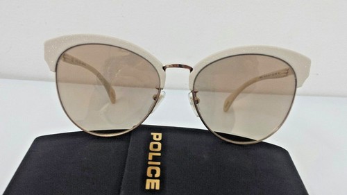 Police occhiale da sole 619 metallo beige rotondo €159 donna specchio oro  bianco | eBay