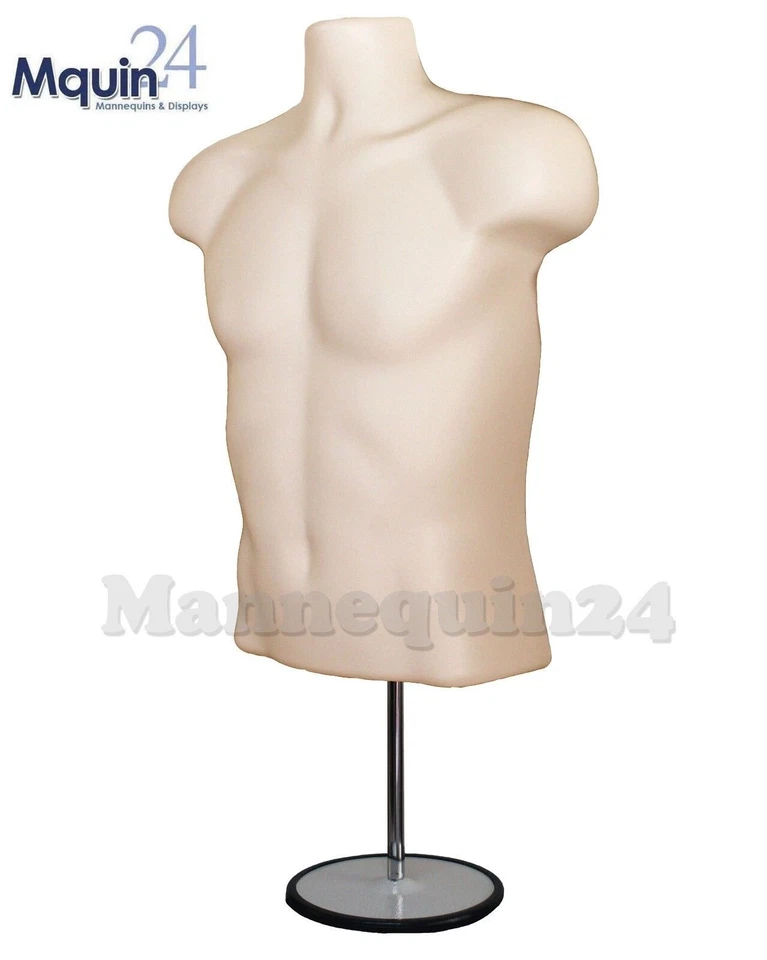 12 Pack Mannequin Torsos Male & 12 Stands Flesh Men Clothing Display Body Forms  - Image 2 of 4