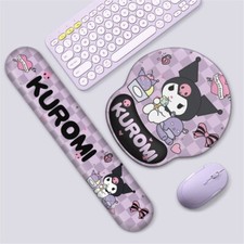 Kuromi 3D Silicone Mouse Pad Anti-Slip Rubber Base with Wrist Rest for Keyboard