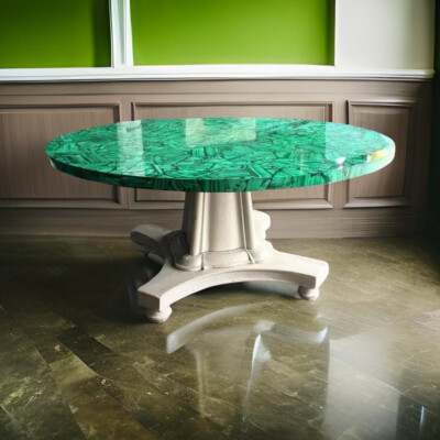 ''Elegant Handmade Malachite Dining Table Top   Natural Stone Table Top Decor''