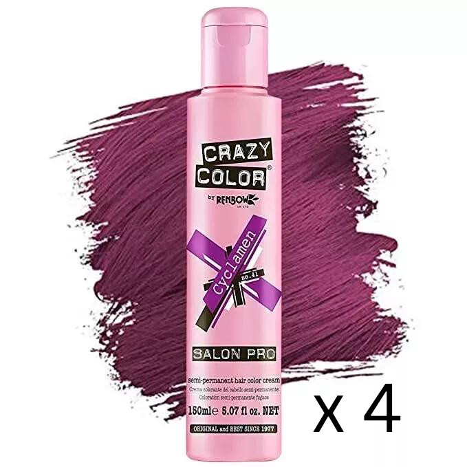 Crazy Color Salon Pro 41 Цикламен - 150 мл / 5,07 унции - Упаковка из 4 штук