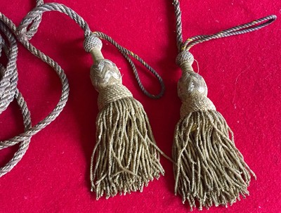 Military Tieback Antique Gold Metallic Drapery Tassel Drapes Cord Trim 19th c