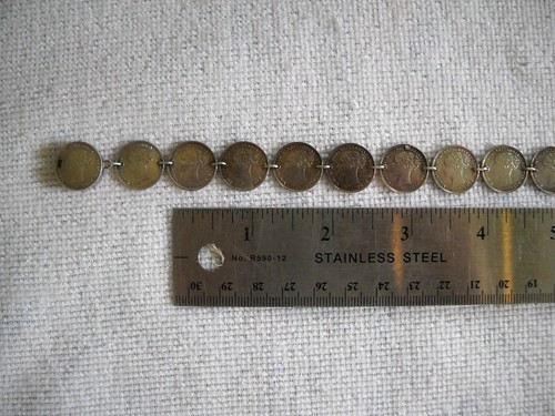 Great Britain Silver 3 Pence Coin Choker 22 coins 15 inch ONE OF A KIND 1880'S - Picture 2 of 12