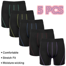 5 PCS Anti-Chafing Mens Boxer Shorts Briefs Long Leg Underpants Trunks Underwear