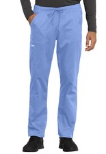 Cherokee Workwear Scrubs Unisex Tapered Leg Drawstring Pant WW020 CIE Ciel Blue