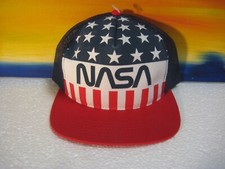 NASA Stars Stripes USA Theme Worm Logo Snapback Baseball Cap