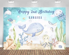 Under the Sea Baby Shower Birthday Editable Backdrop Banner  photo booth 7x5ft