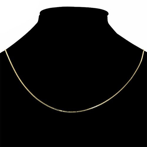 18K PLAIN GOLD FILLED MEN LADIES SOLID BOX CHAIN NECKLACE for CHARM PENDANT 45CM - Picture 10 of 15