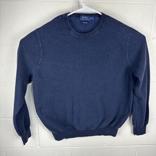 Polo Ralph Lauren Men's Knit Sweater Pima Cotton Crewneck Blue Size XL