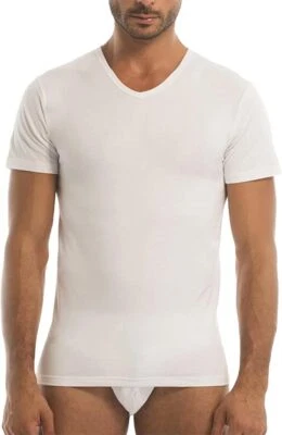 GARDA - 3 MAGLIE INTIMO UOMO MEZZA MANICA SCOLLO V 100% PURO COTONE PETTINATO