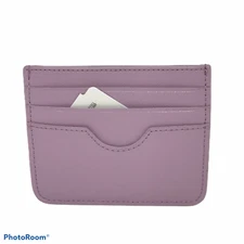 Neiman Marcus Crosshatched Leather Slim Card Case/Wallet.Lilac.NWT