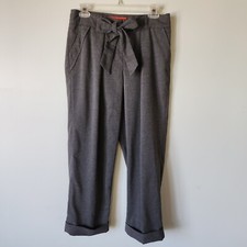 CARTONNIER Anthropologie Gray Pleated Capri Front Tie Cropped Pants Size 6