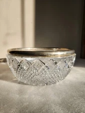 F.B. Rogers Silver Co. Crystal Bowl with  Silver Plate Rim - 8"