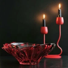 13" Red Plantica Bohemian Crystal Fruit Bowl Centerpiece Gift Czech Crystal