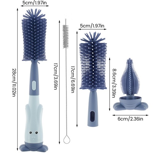 3Pcs Baby Bottle Brush Set Lone Handle Silicone Bottle and Teat Cleaning qrySD - Picture 9 of 14