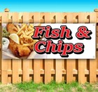 Fish & Chips Advertising Vinyl Banner Flag Sign Many Sizes Seafood