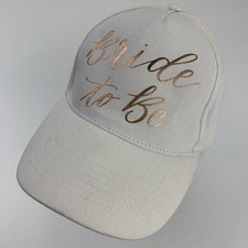 Bride to Be Baseball Cap Hat Adjustable White Gold Script Bachelorette Party