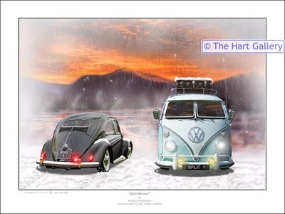 VW Volkswagen Split Splitty Screen Samba Camper Van Picture Print Picture Ltd Ed