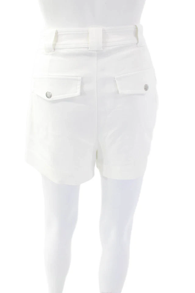 Ramy Brook Womens Silver Toned Hardware Button Fly Casual Shorts White Size M - Image 3 of 4