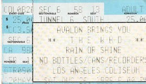 Vintage The Who Ticket Stub Los Angeles Coliseum August 26, 1989