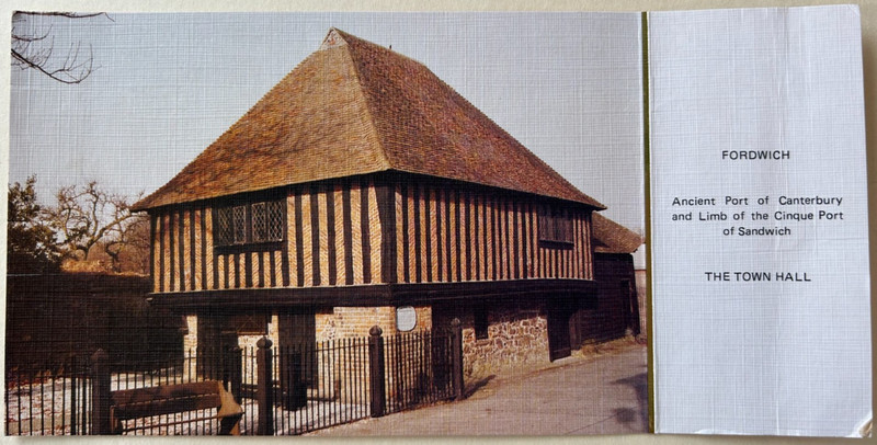 Postcard: Town Hall, Fordwich, England, town listed in Doomsday Book of 1066 CE