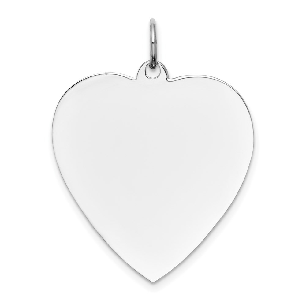 14k White Gold Plain 0.013 Gauge Engravable Heart 27x24mm Disc Charm Pendant