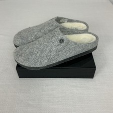 Birkenstock Zermatt Wool Felt Shearling Rivet Slippers Light Gray NWOB Sz L10 M8