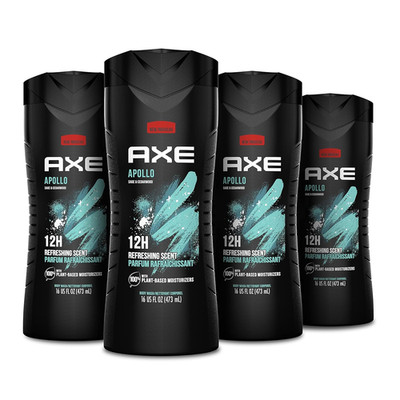 AXE Body Wash Apollo 4 Count for Long Lasting Freshness Sage & Cedarwood Men'S B