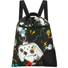 Gym Drawstring Backpack String Bag Sports Waterproof Swim Yoga 15x17 Inch