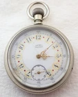ANTIQUE 14s WALTHAM BOND ST 7 JEWEL FANCY DIAL POCKET WATCH