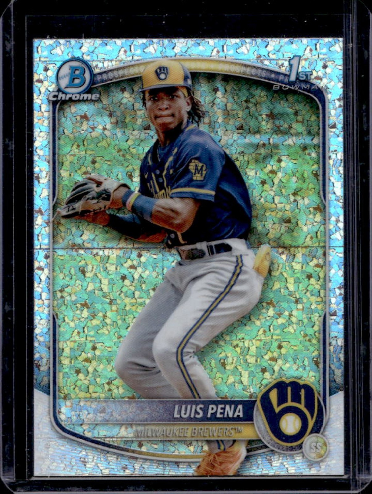 2025 Bowman Luis Pena Chrome Mini Diamond Refractor 1st Prospect #BCP-38 Brewers