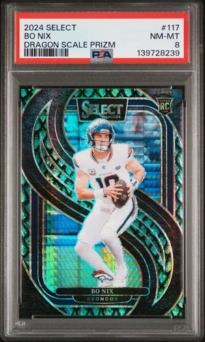 2024 PANINI SELECT DRAGON SCALE PRIZM #117 BO NIX ROOKIE RC 51/81 PSA 8