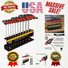 Professional Grade 10-Piece SAE T-Handle Ball End Hex Key Set with 6-Inch Blades