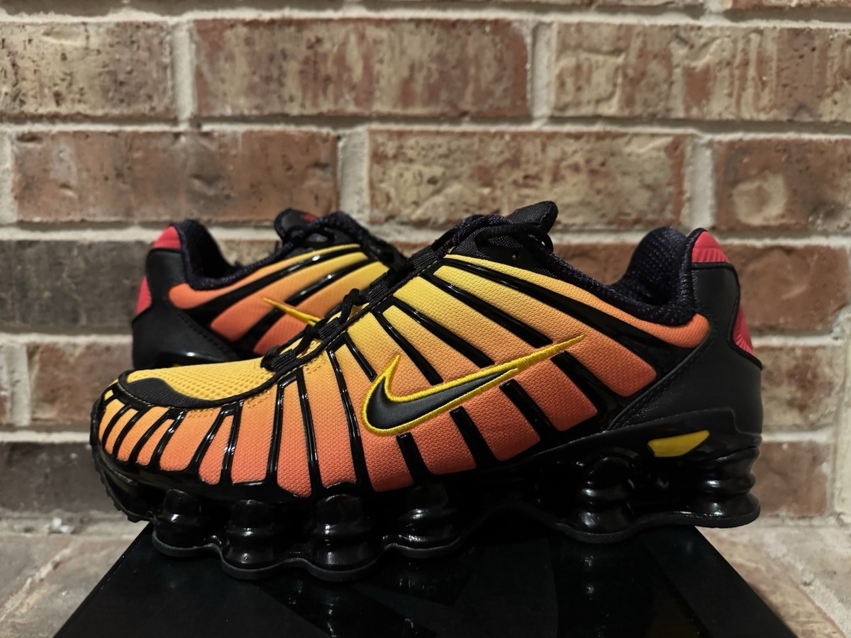 New 12 Nike Shox TL Sunrise Gradient Running Shoes Orange Black