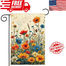 Spring Garden Flag 12x18 inch Double-side Burlap Home Welcome Color Flowers Outd