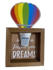 Baby Decor FOLLOW YOUR DREAMS HOT AIR BALLOON- HandCrafted from Wood  Metal 12z