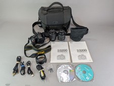 Nikon D3200 Digital Camera  2 Lenses Accessories 24.2MP, 18-55  55-200 Lot