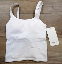 New Lululemon Ebb To Street Scoop Cropped Tank Bc White Shirt 4 Tight Fit