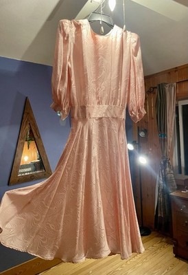 Light Pink, Glinda 100% Silk, Padded Shoulder, Button Down Back Dress, XS  | eBay