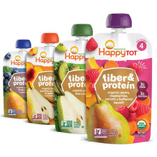 Happy Tot Organics Stage 4 Baby Food Pouches, Gluten Free, Vegan Snack, Fiber 
