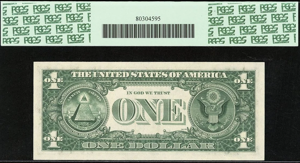 1969B & 1995 $1 FRN PCGS 65PPQ - Matching Binary Serial Number Star 00110000* - Image 3 of 4