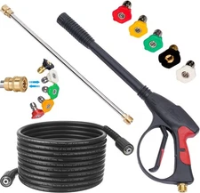4000PSI High Pressure Power Washer Spray Gun Wand Lance Nozzle Tips Hose Kit M22