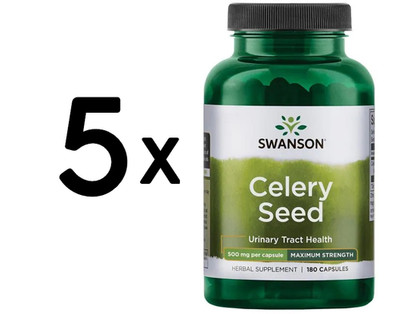 5 x Swanson Celery Seed, 500mg - 180 caps (155,44 EUR/kg)